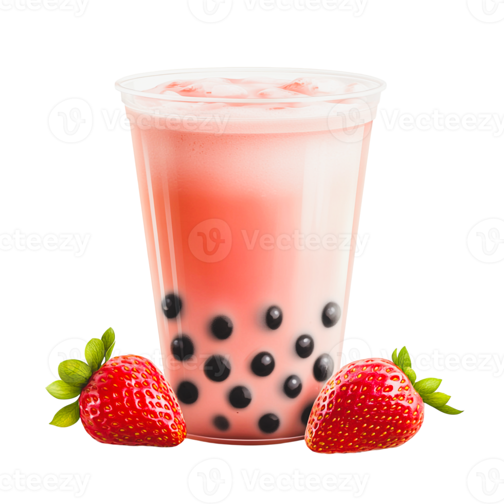Strawberry Bubble Tea with Smooth and Sweet Flavor png