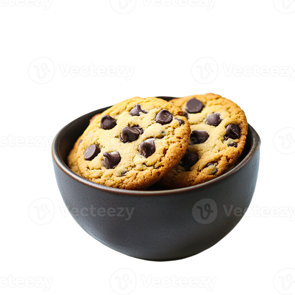 Chocolate Chip Cookies in a Modern Bowl png