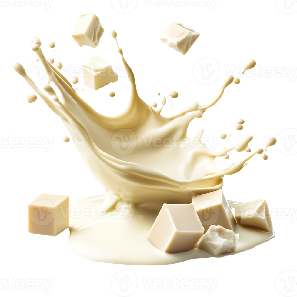 White Chocolate and Milk Cubes Melting Together png