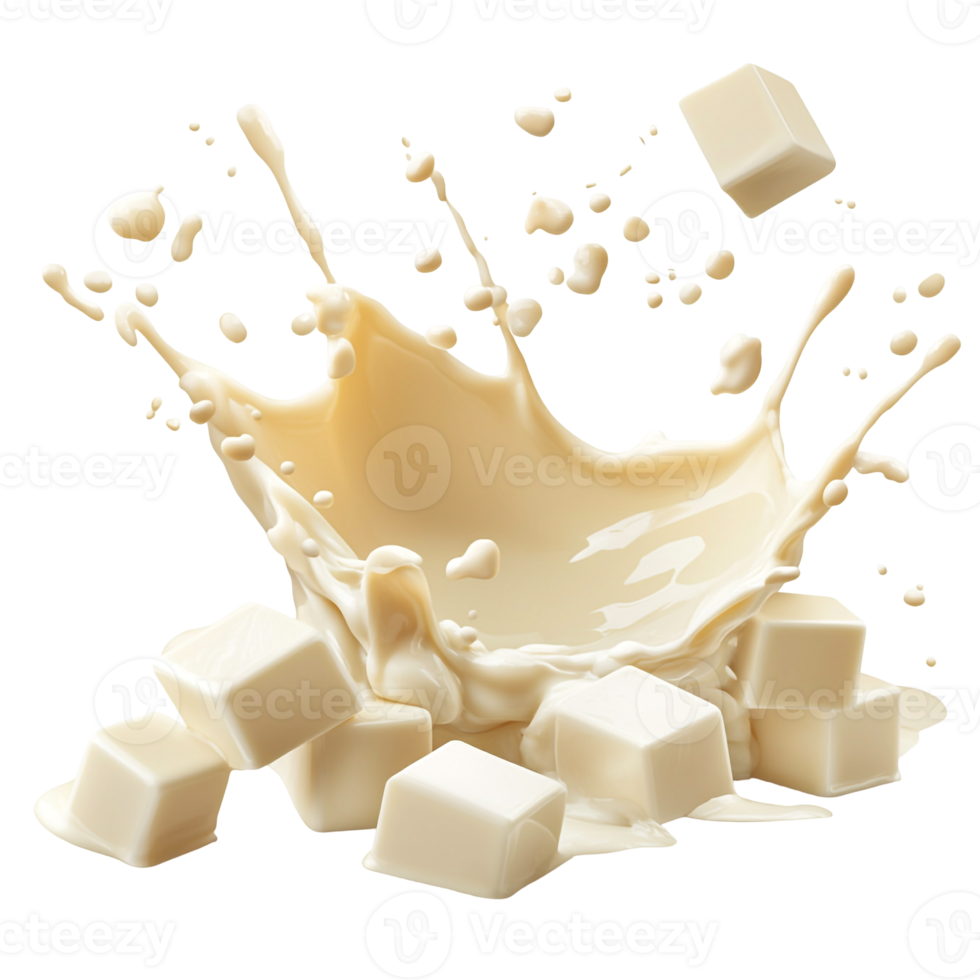 Creamy White Chocolate Melting with White Milk Flow png