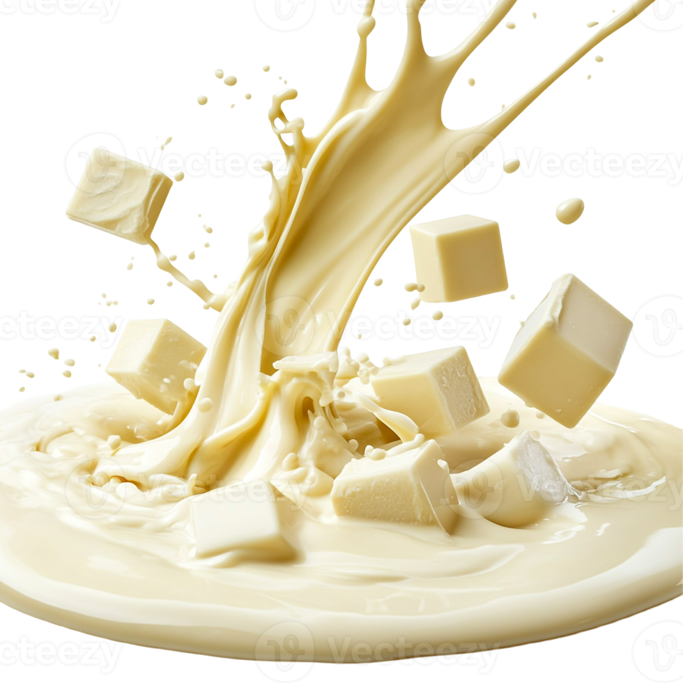 Melting White Chocolate and Milk Cubes in Motion png