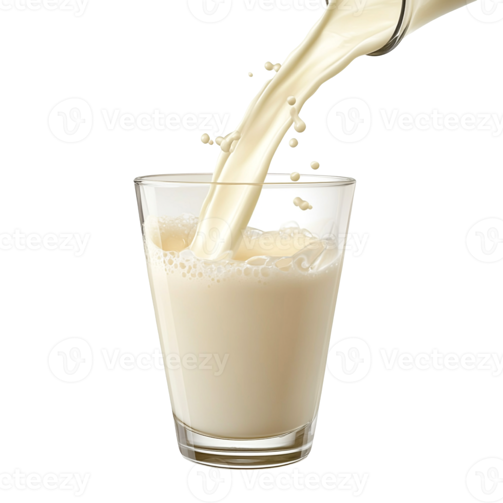 Milk Pouring Gracefully into a Simple Glass png