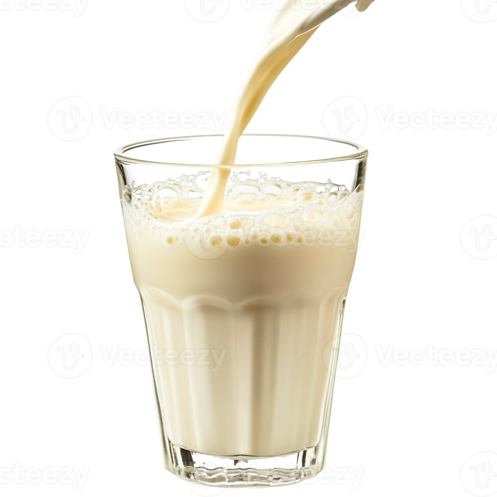 Fresh Dairy Milk Being Poured into a Clear Glass png