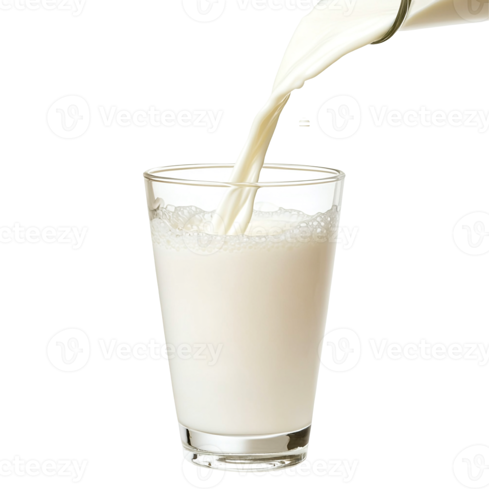 White Milk Flowing into a Drinking Glass png