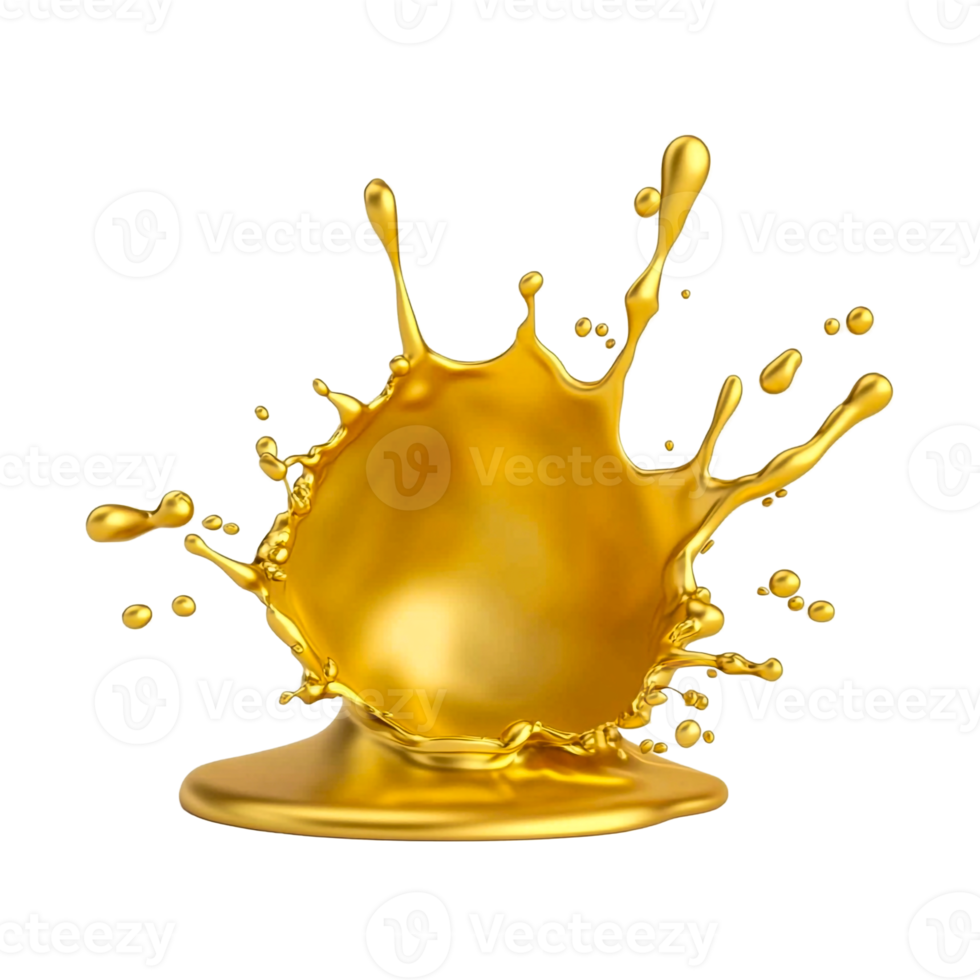 Gold Fluid Splash in Stunning 3D png