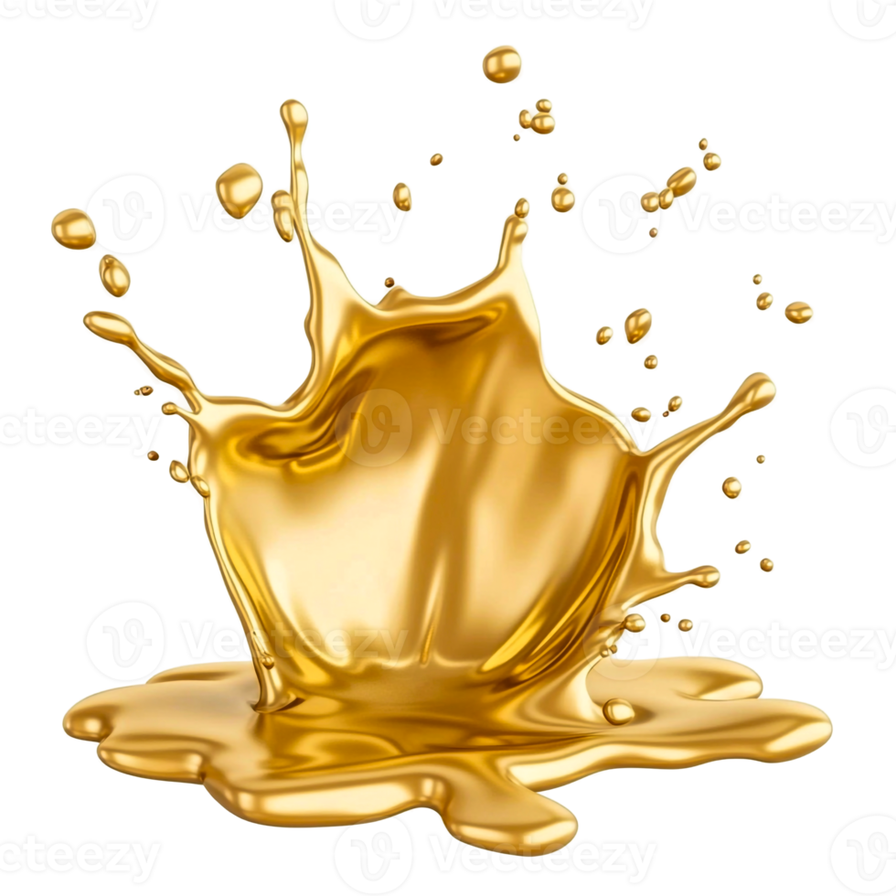 Luxurious Golden Liquid Spray in 3D png