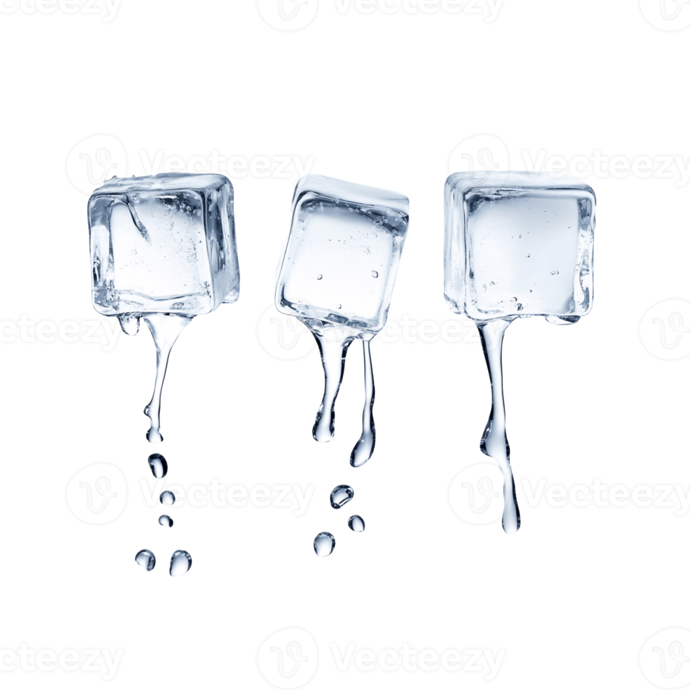 Wet Ice Cubes with Visible Water Drops png