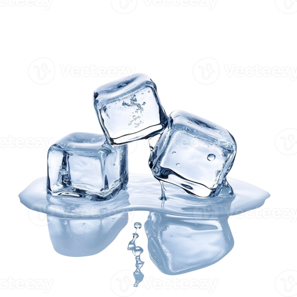 Ice Cubes in Motion with Water Drips png