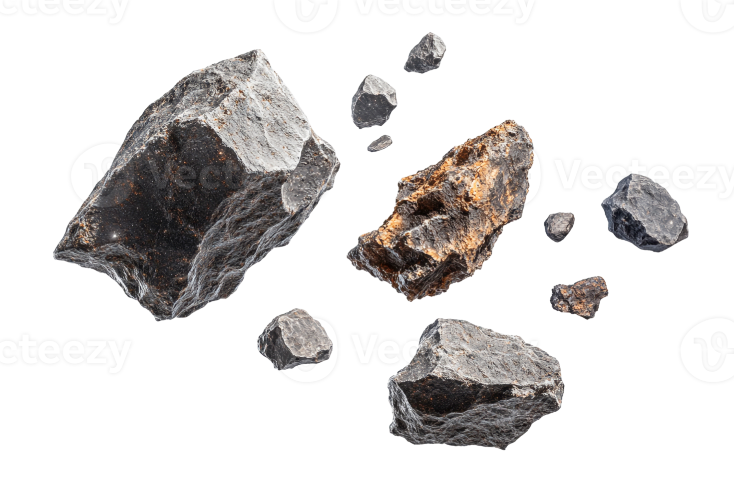 Asteroids Orbiting and Floating in Space png