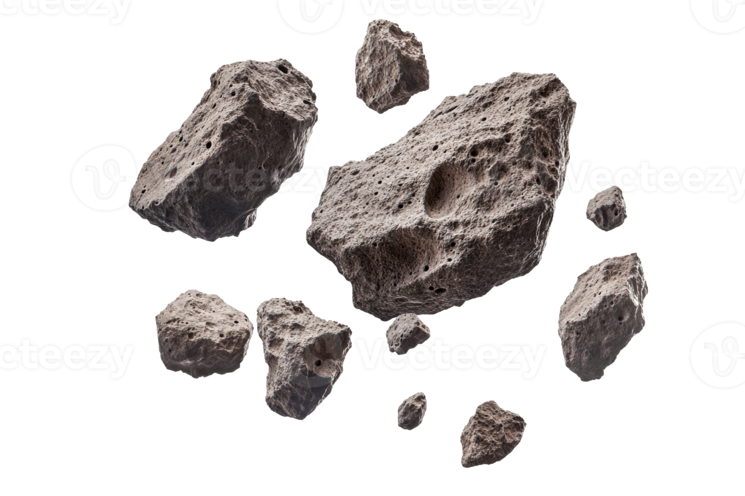 Cosmic Rocks Floating Across the Universe png