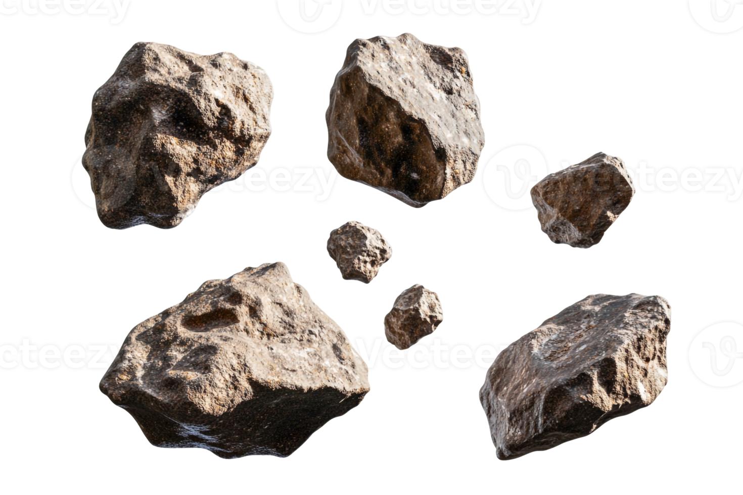 Rocky Asteroids Drifting Through Space png