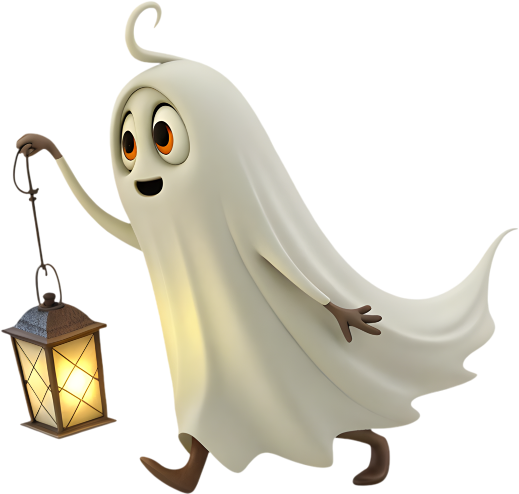Halloween Ghost Clipart with Charming Lantern Glow. . png