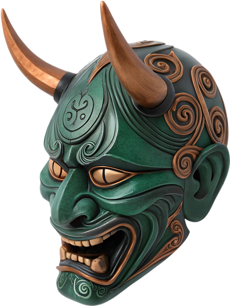 Detailed Japanese Hannya Mask Design for Creative Projects. . png