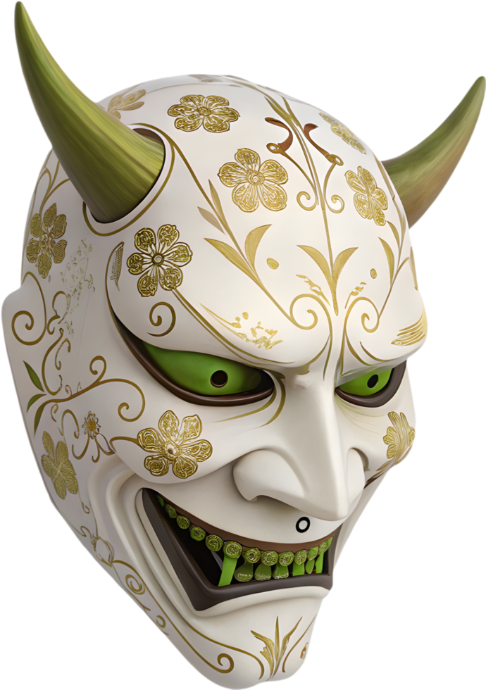 Powerful Hannya Mask Illustration Reflecting Wrathful Spirit. . png