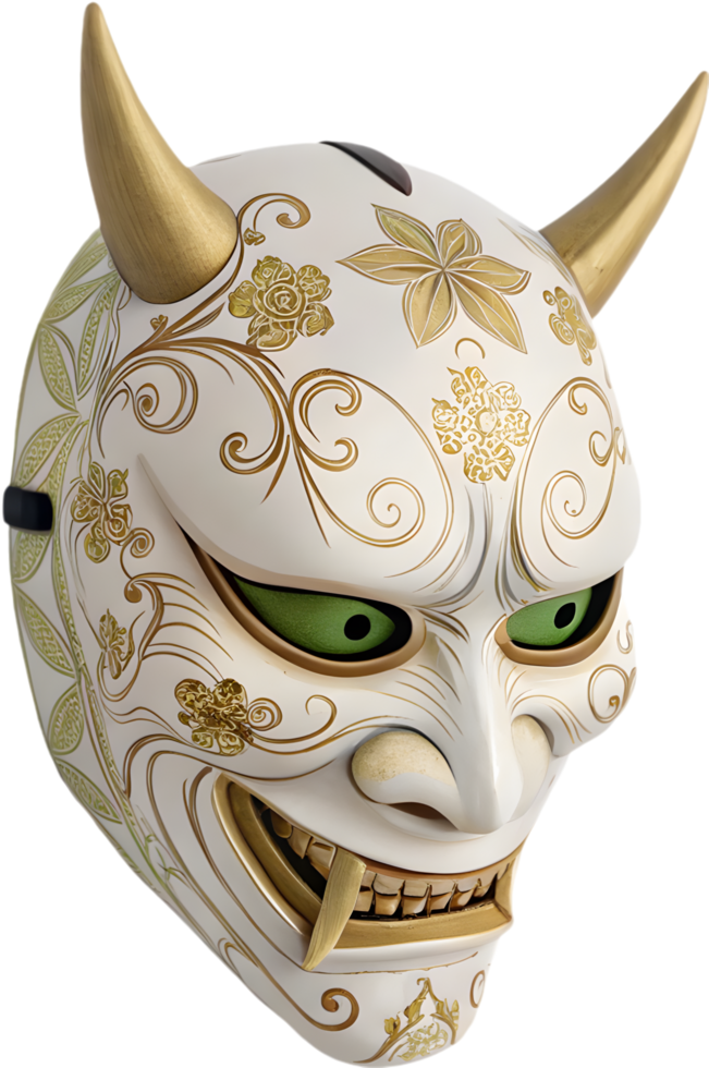 Hannya Mask Clipart Showcasing Jealousy and Wrath. . png