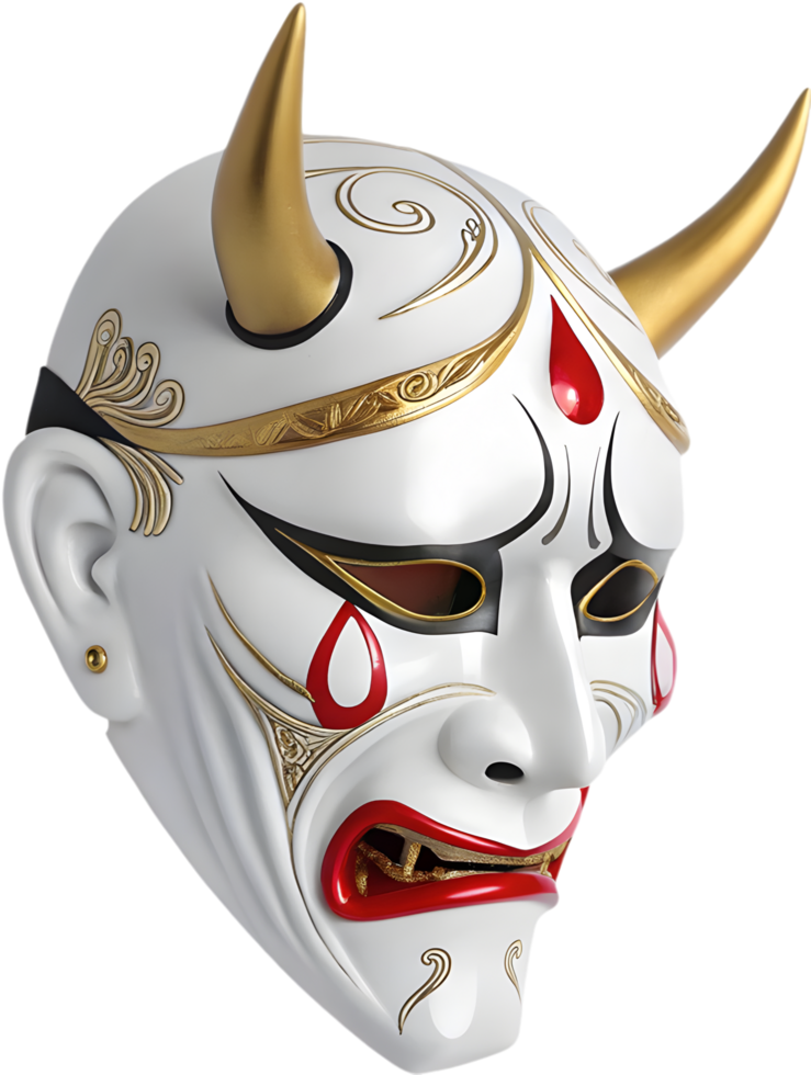 Detailed Japanese Hannya Mask Design for Creative Projects. . png