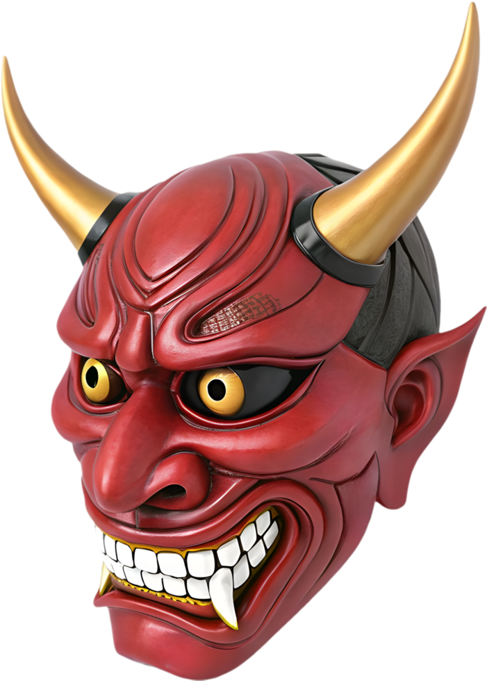 Striking Japanese Hannya Mask Clipart Symbolizing Wrath. . png