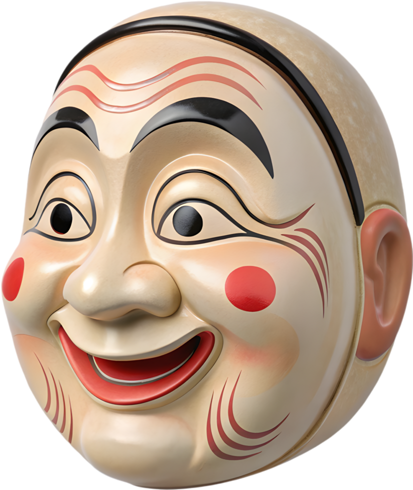 Traditional Japanese Hyottoko Mask Clipart for Fun Artwork. . png