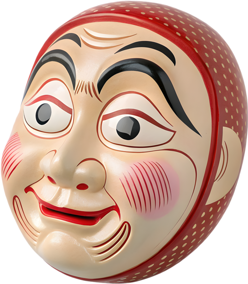 Symbolic Hyottoko Mask Clipart Depicting Humor and Folklore. . png