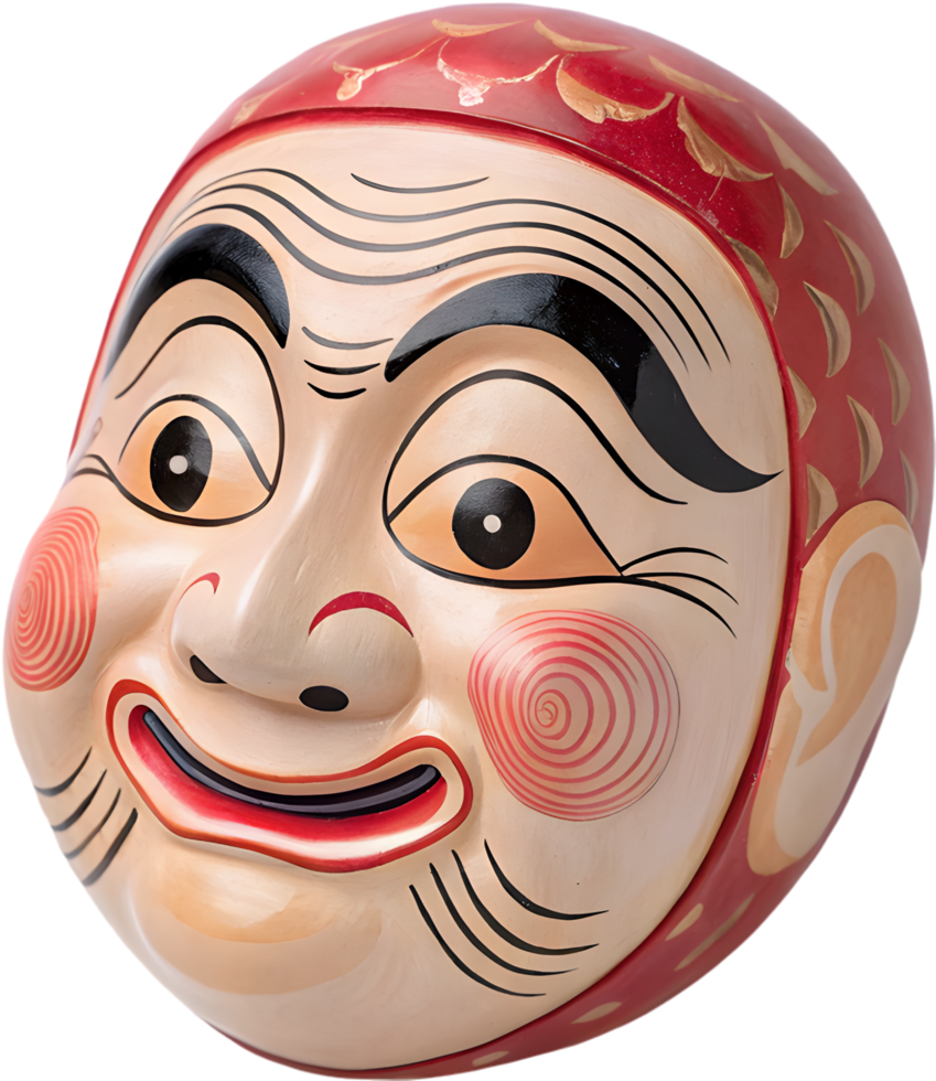 Unique Japanese Hyottoko Mask Clipart with Fun Vibes. . png