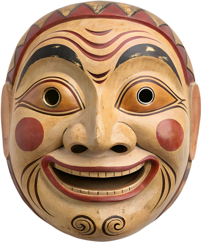 Cultural Hyottoko Mask Clipart for Whimsical Artistic Projects. . png