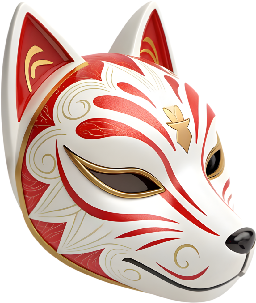 Kitsune Mask Clipart Highlighting Fox Spirit and Mystery. . png