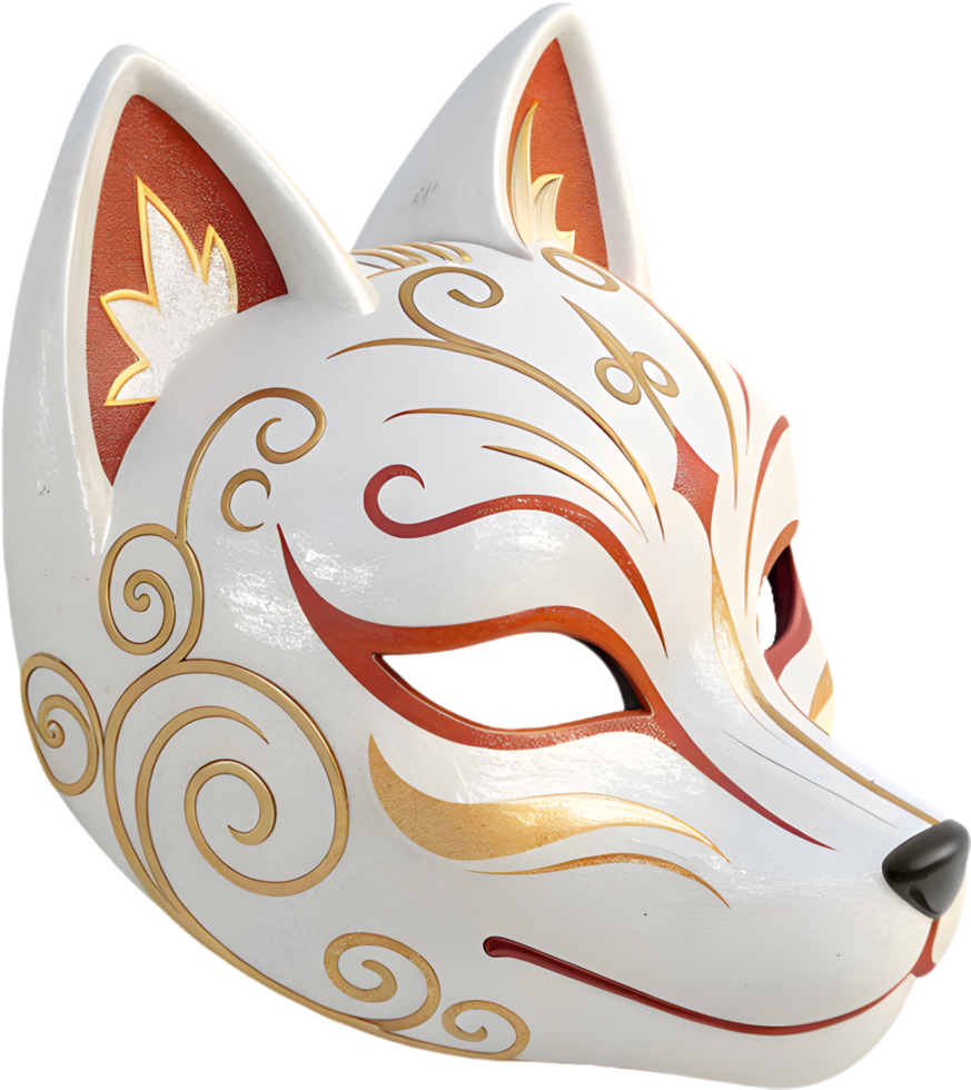 Mystical Kitsune Mask Clipart Inspired by Japanese Legends. . png