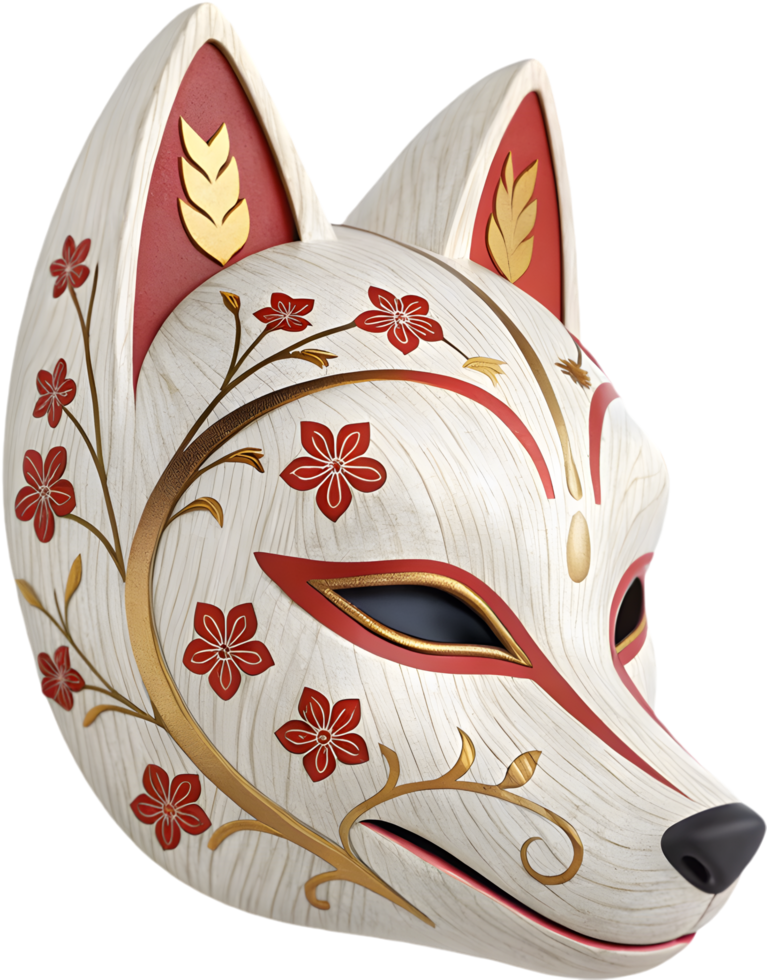 Japanese Kitsune Mask Clipart Perfect for Folklore Themes. . png