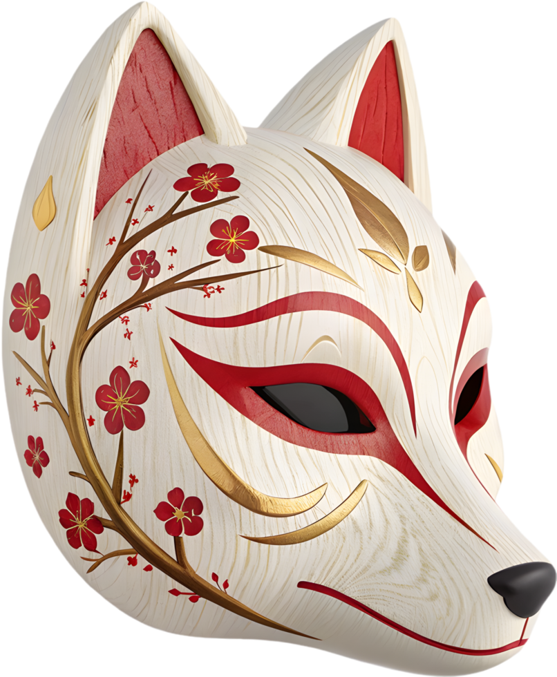 Traditional Kitsune Mask Clipart Representing Mystical Heritage. . png
