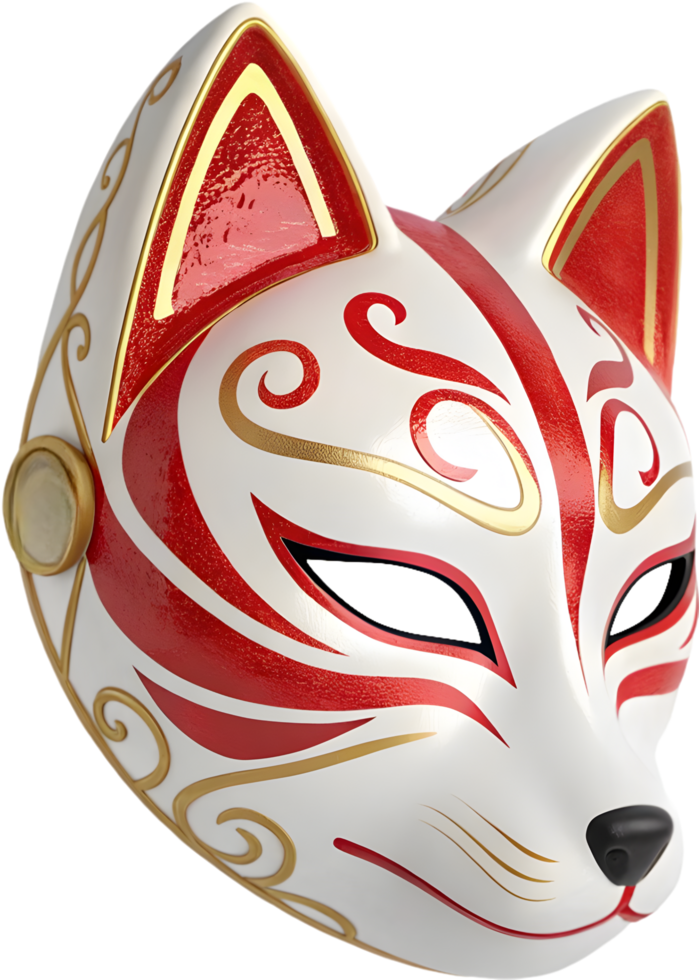 Mystical Kitsune Mask Illustration Perfect for Creative Projects. . png