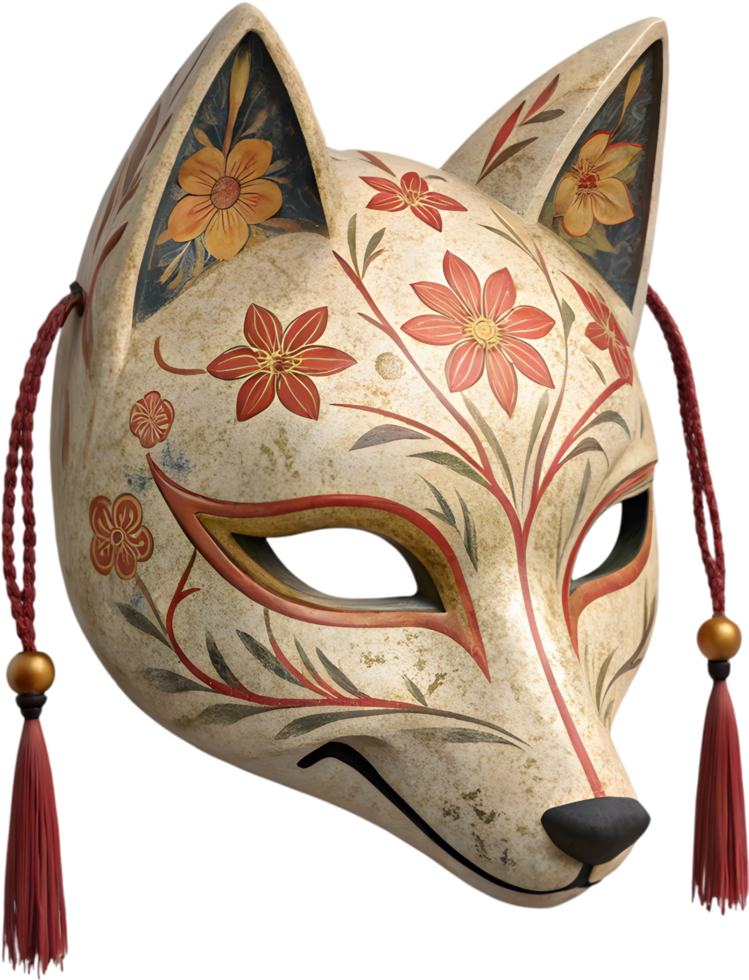 Intriguing Japanese Kitsune Mask Clipart for Artistic Creations. . png