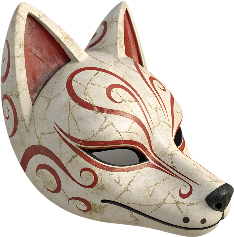 Symbolic Kitsune Mask Clipart Embodying Cultural Folklore Themes. . png