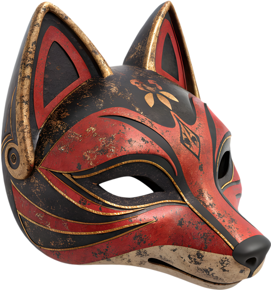 Beautiful Kitsune Mask Clipart Representing Japanese Tradition. . png