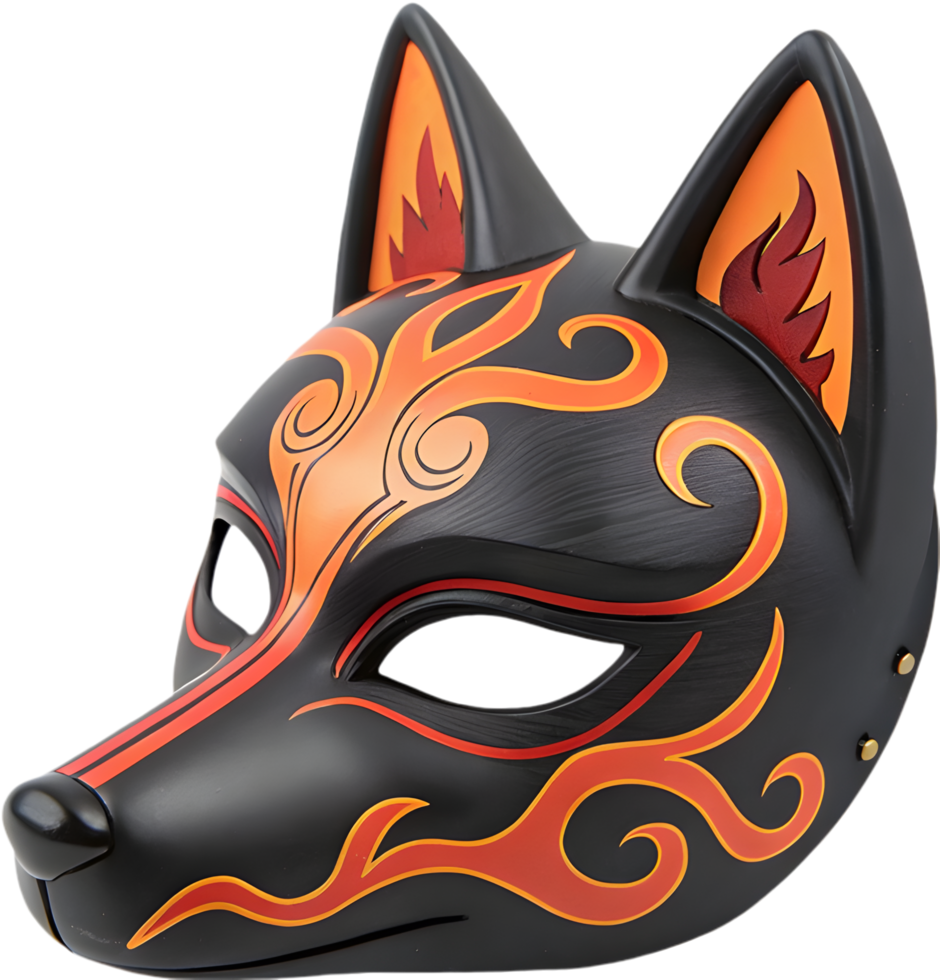 Japanese Kitsune Mask Clipart with Mystical Fox Spirit Symbolism. . png