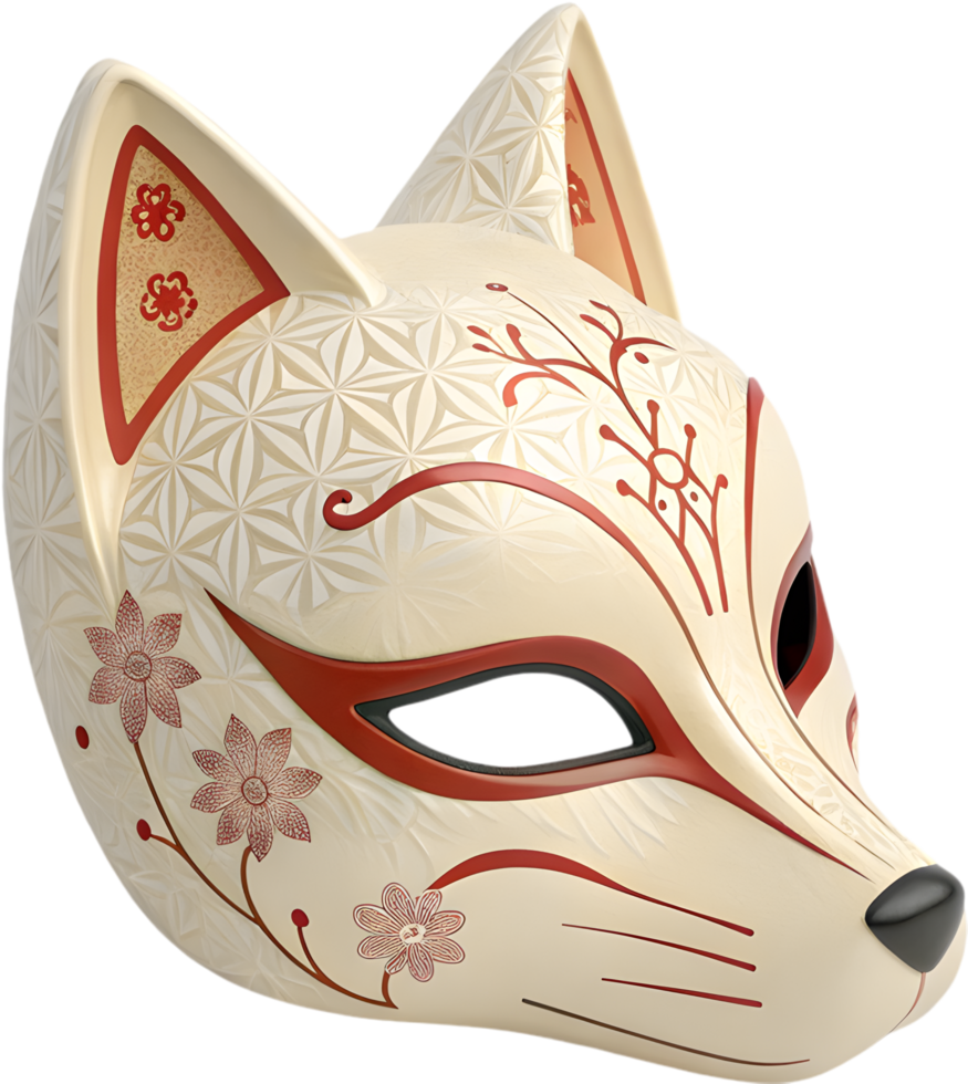 Iconic Kitsune Mask Illustration Representing Folklore Tradition. . png