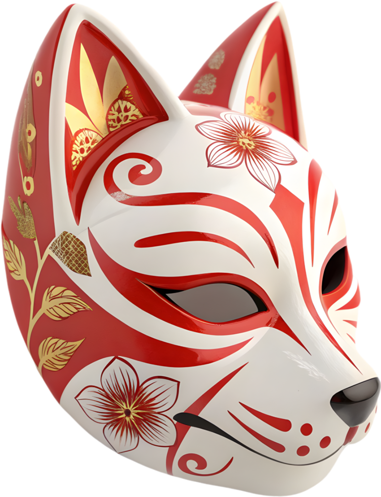Mystical Japanese Kitsune Mask Clipart for Cultural Designs. . png