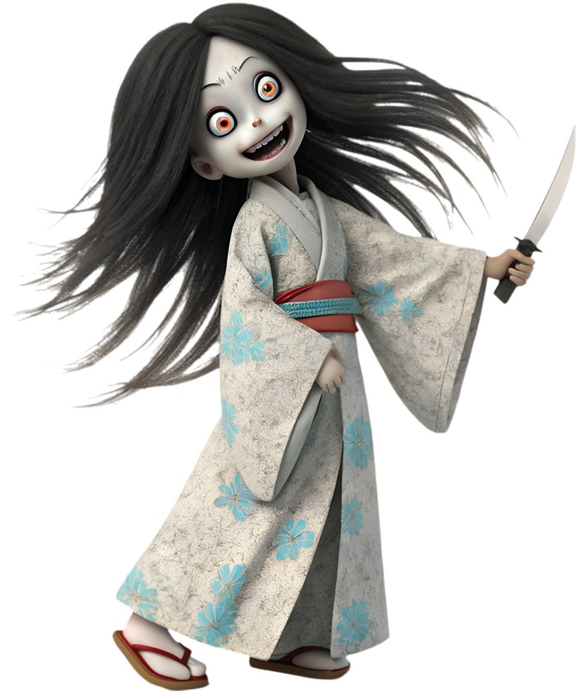 Terrifying Kuchisake Onna Ghost Clipart Embodying Japanese Myths. . png