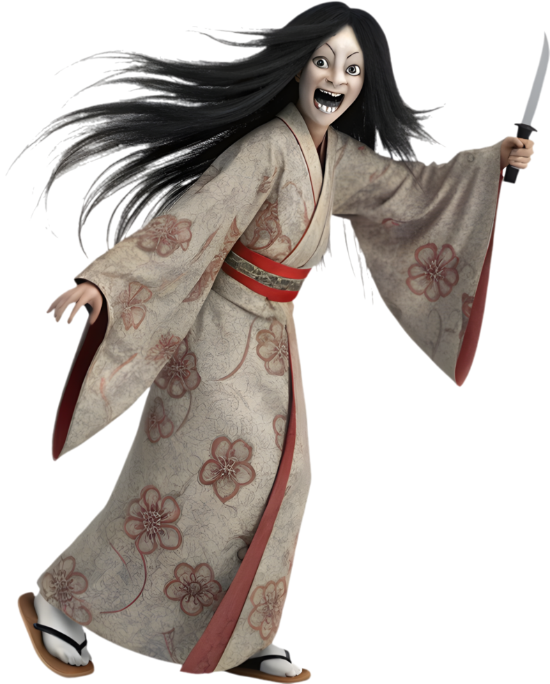Terrifying Japanese Kuchisake Onna Ghost Clipart with Mystery. . png