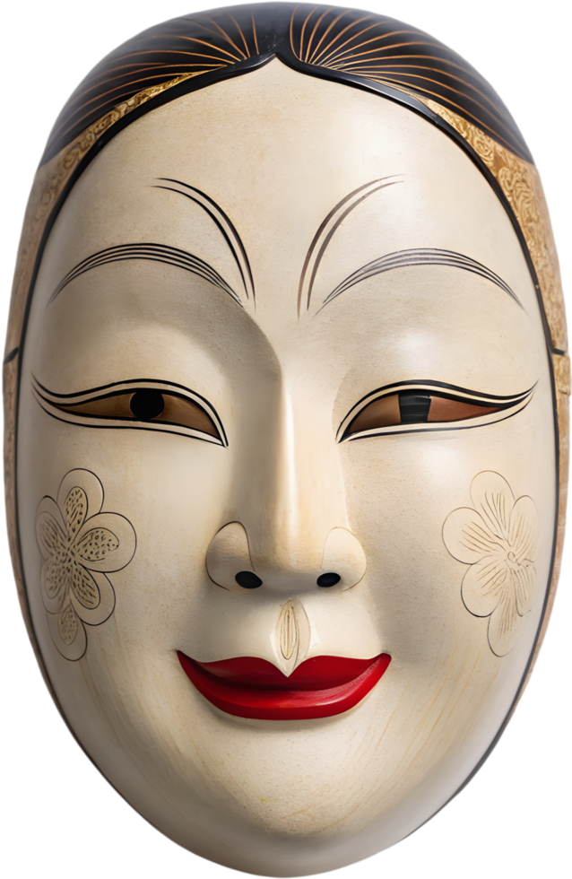 Cultural Okame Mask Clipart Featuring Cheerful, Traditional Charm. . png