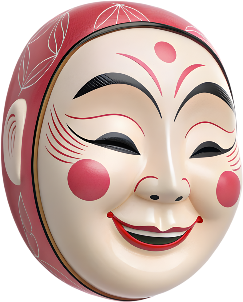Cultural Okame Mask Clipart Embodying Happiness and Tradition. . png