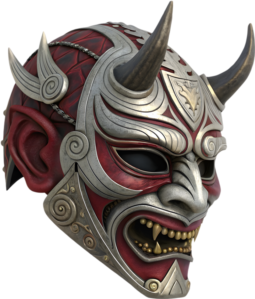 Fury and Power Represented in Japanese Oni Mask Clipart. . png