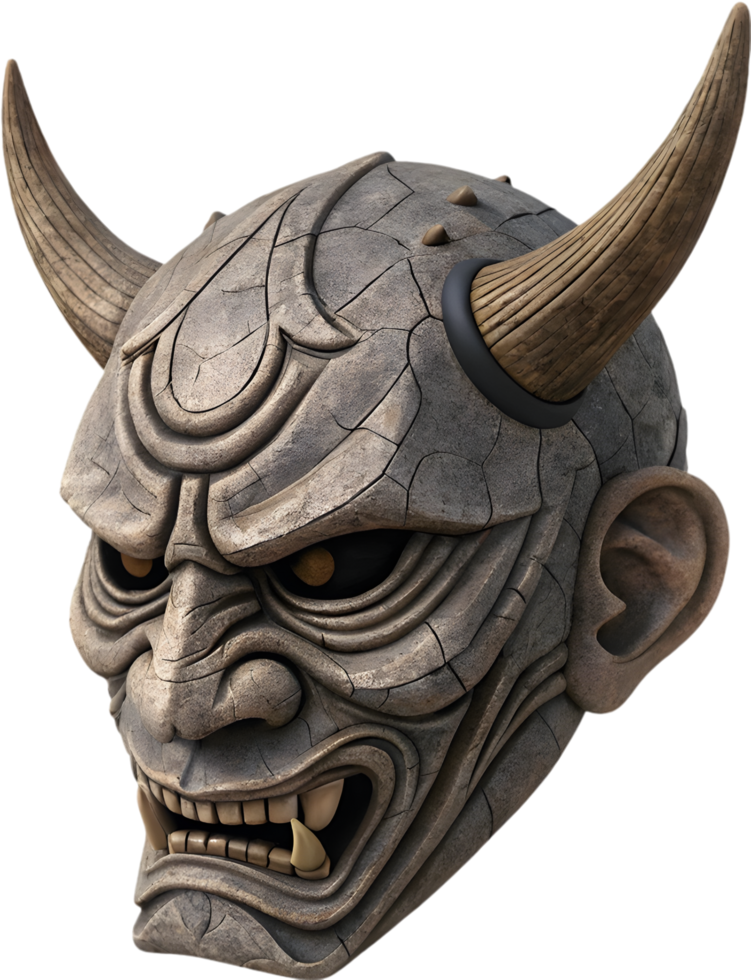Powerful Oni Mask Clipart Symbolizing Rage, Strength, and Fury. . png