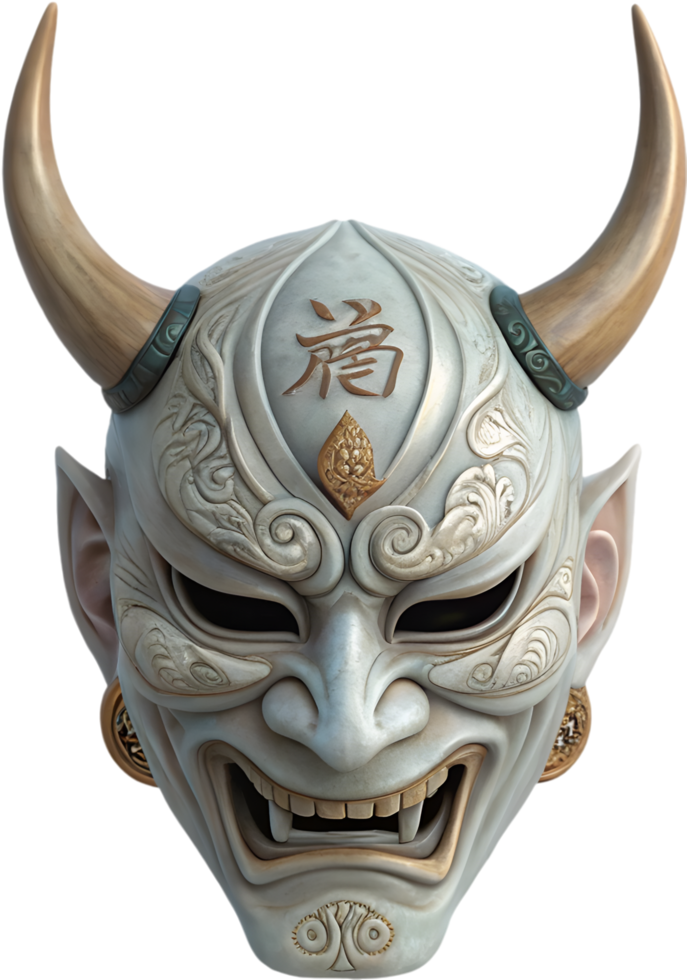 Cultural Oni Mask Clipart Reflecting Strength, Rage, and Fury. . png