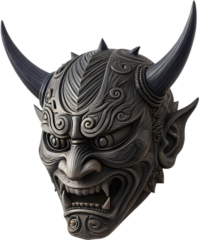 Japanese Oni Mask Clipart Featuring Strength, Power, and Fury. . png