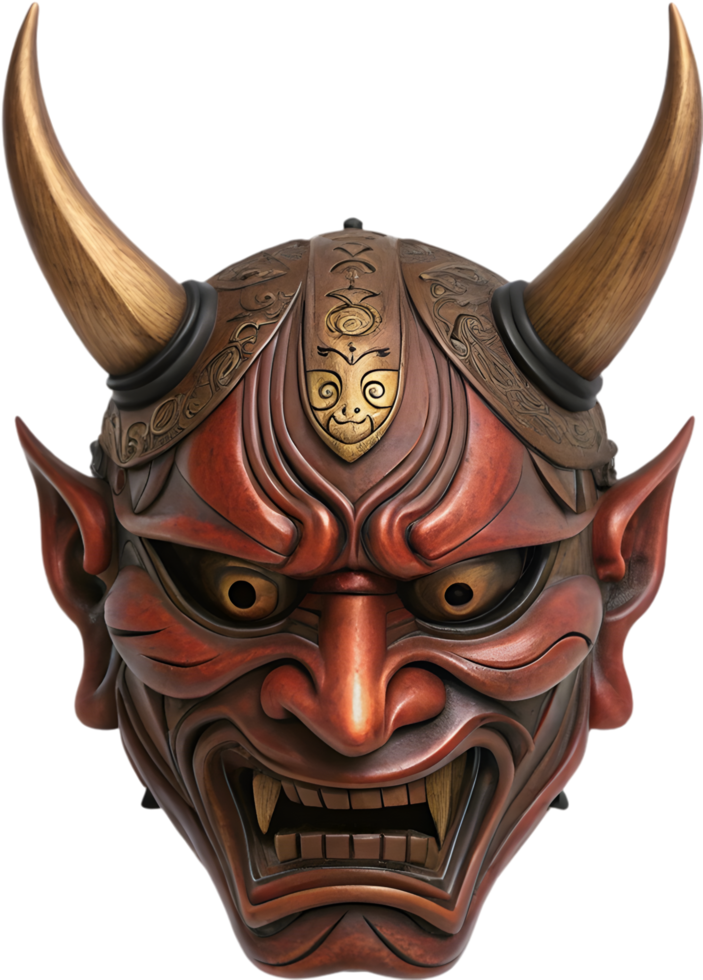 Mighty Japanese Oni Mask Clipart Embodying Strength and Rage. . png