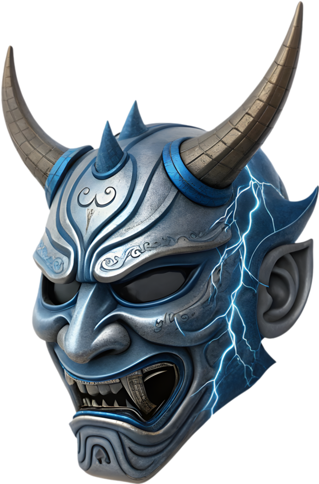 Japanese Oni Mask Clipart Representing Fury, Strength, and Power. . png