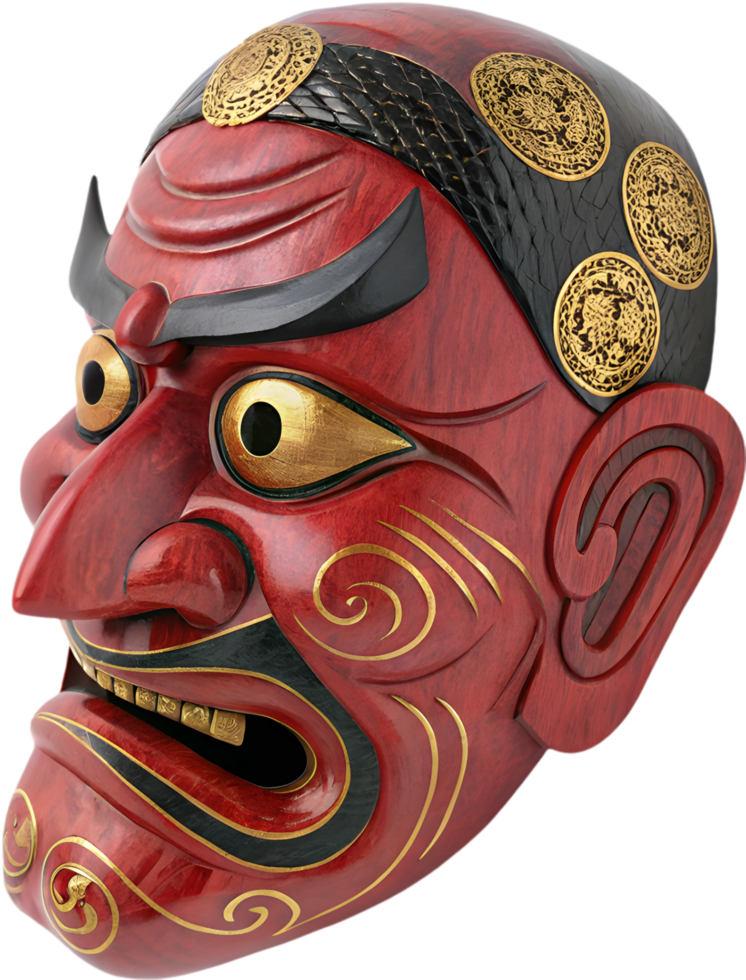 Iconic Traditional Tengu Mask Clipart Symbolizing Strength and Power. . png