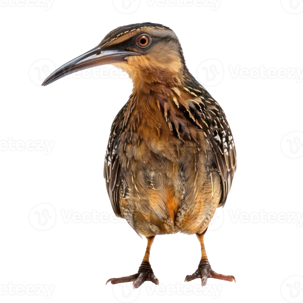 Rail bird front view full body isolate on transparency background png