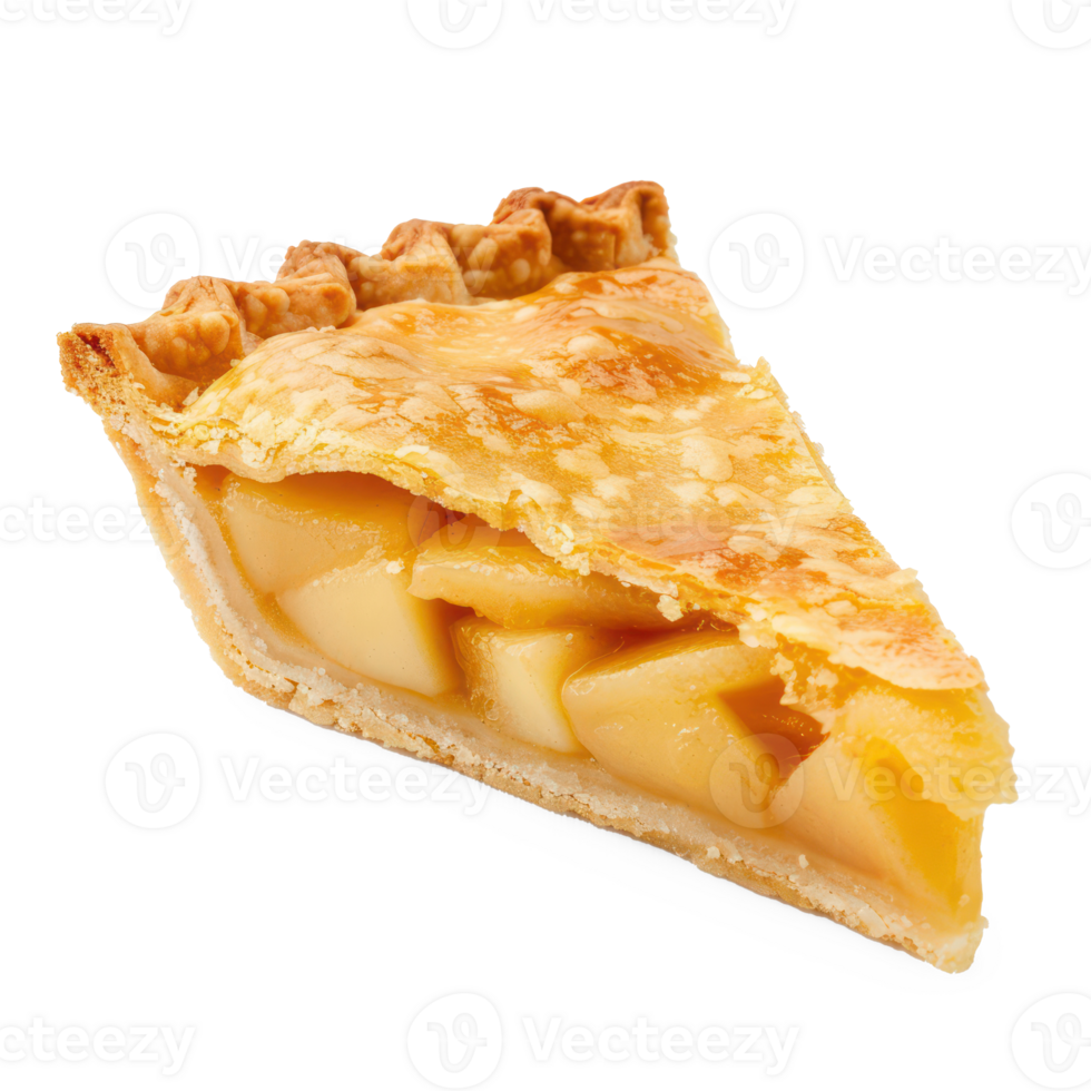a slice of apple pie on a transparent background png