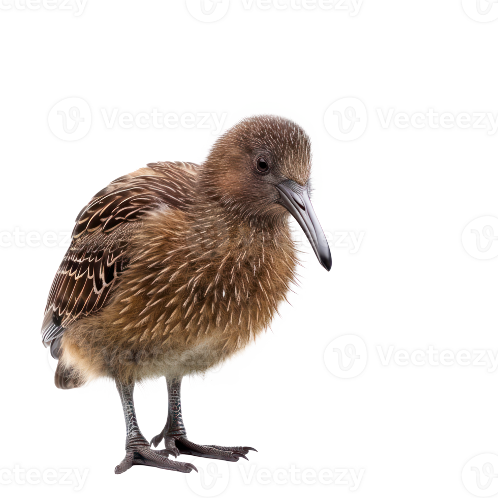 Kiwi bird front view full body isolate on transparency background png